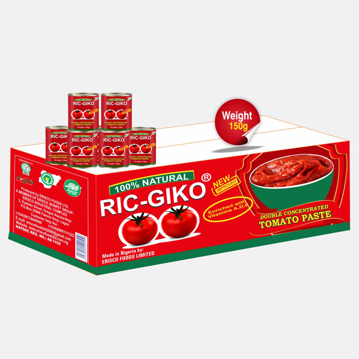 150g x 25 Ricgiko Tin Tomato Paste