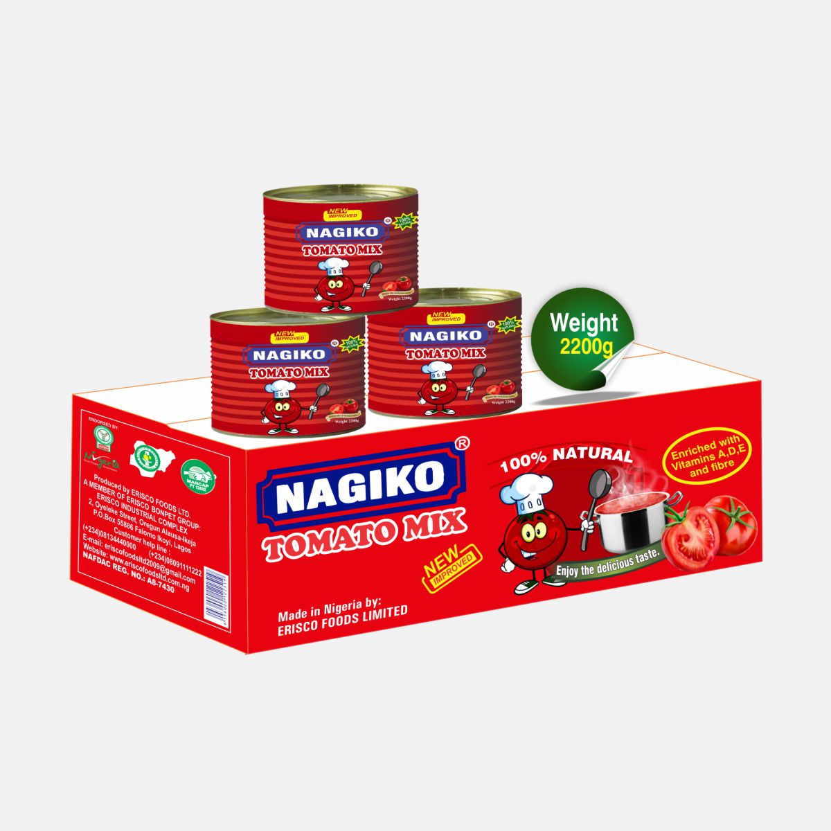 2.2kg x 6 Nagiko Tin Tomato Paste